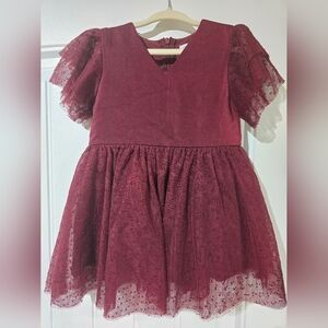 Ivy City Co Burgundy Tulle Party Dress Size 12/18 Months